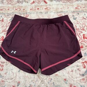 Under Armour Heat Gear Womens Burgundy Pink Running Shorts Medium Athletic Casua